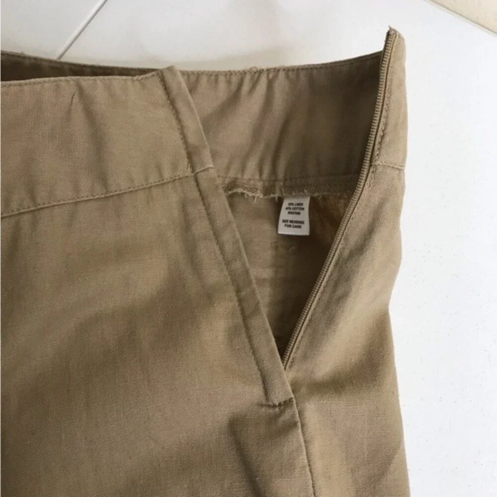 Cato Linen Blend Tan Gored Panel A Line Midi Skirt Womens Size 14 Lagenlook Boho